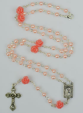 Chapelet de Lourdes en Perles de Nacre Rose (pic 1)
