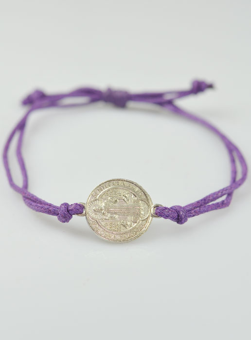 Bracelet Médaille de Saint Benoît - Violet (pic 3)