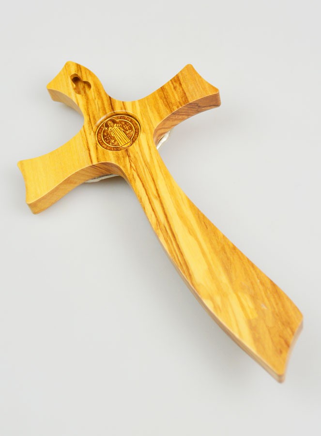 Croix de Saint Benoît en Bois d'Olivier - 21cm (pic 4)
