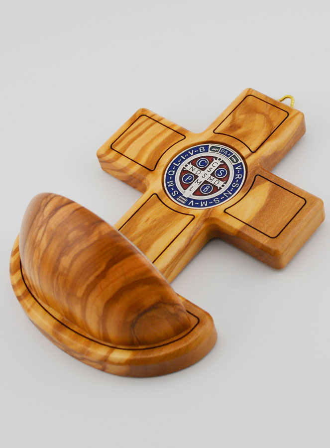 Béniter Médaille de Saint Benoît & Bois d'Olivier - 12cm (pic 4)