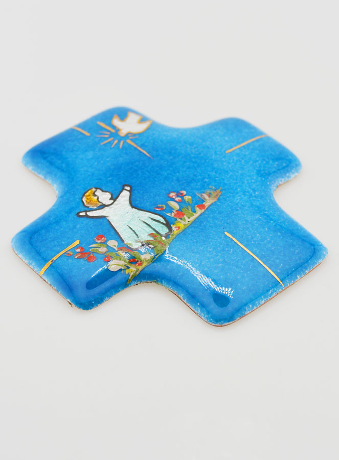 Croix Jardin de l'Esprit Saint Turquoise en Emaux du Liban (pic 3)