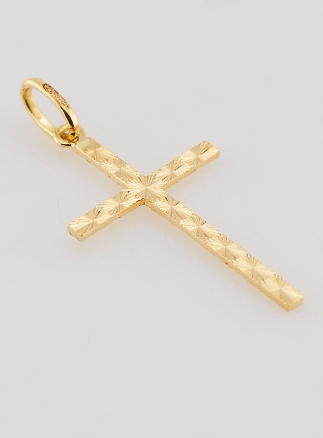 Pendentif Croix Classique Diamantée - 27mm - Or Massif 18 Carats (pic 2)