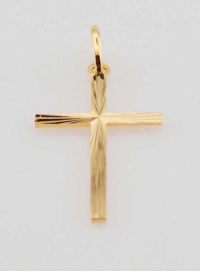 Pendentif Croix Classique Diamantée - 27mm - Or Massif 18 Carats (pic 3)