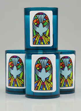 4 Bougies Veilleuses Bleue - Colombe St Esprit de Paix (pic 1)