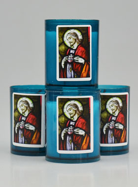 4 Bougies Veilleuses Bleue Sacré-Coeur de Jésus (pic 1)