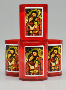 4 Bougies Veilleuses Sainte Famille - Rouge (pic 1)