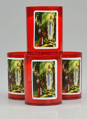 4 Bougies Veilleuses Notre Dame de Lourdes - Rouge (pic 1)