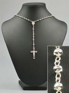 Chapelet en Argent Massif 925/1000 - Grains Brillants 3mm (pic 2)