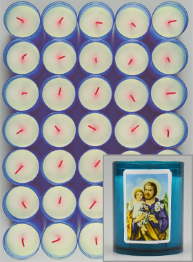 10 Bougies Veilleuses Saint Joseph - Bleue (pic 1)