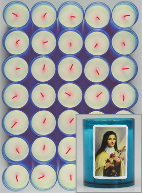 10 Bougies Veilleuses Sainte Thérèse de l'Enfant Jésus - Bleue (pic 1)