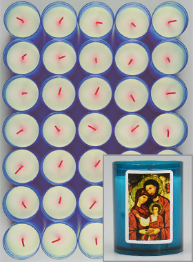 10 Bougies Veilleuses Sainte Famille - Bleue (pic 1)