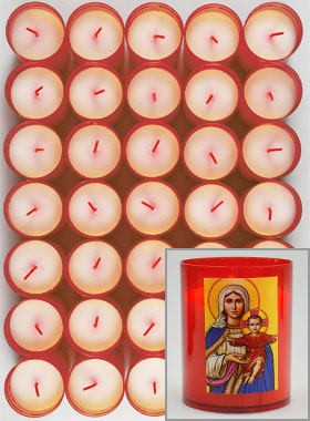10 Bougies Veilleuses Notre Dame du Rosaire Rouge (pic 1)