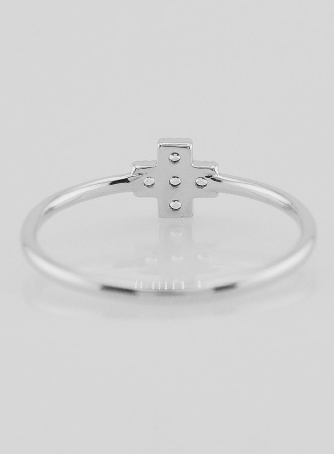 Bague Croix & Diamants - Argent Massif- Taille 56 (pic 4)
