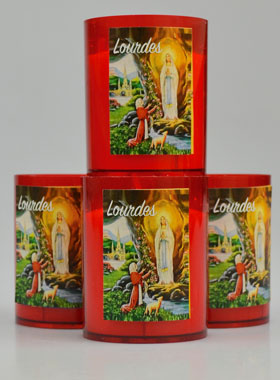 4 Bougies Veilleuses Apparitions de Lourdes - Rouge (pic 1)