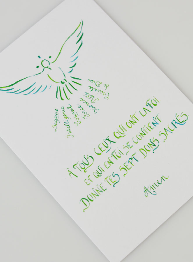 Carte de Confirmation - Septs Dons Sacrés - Colombe Verte (pic 4)
