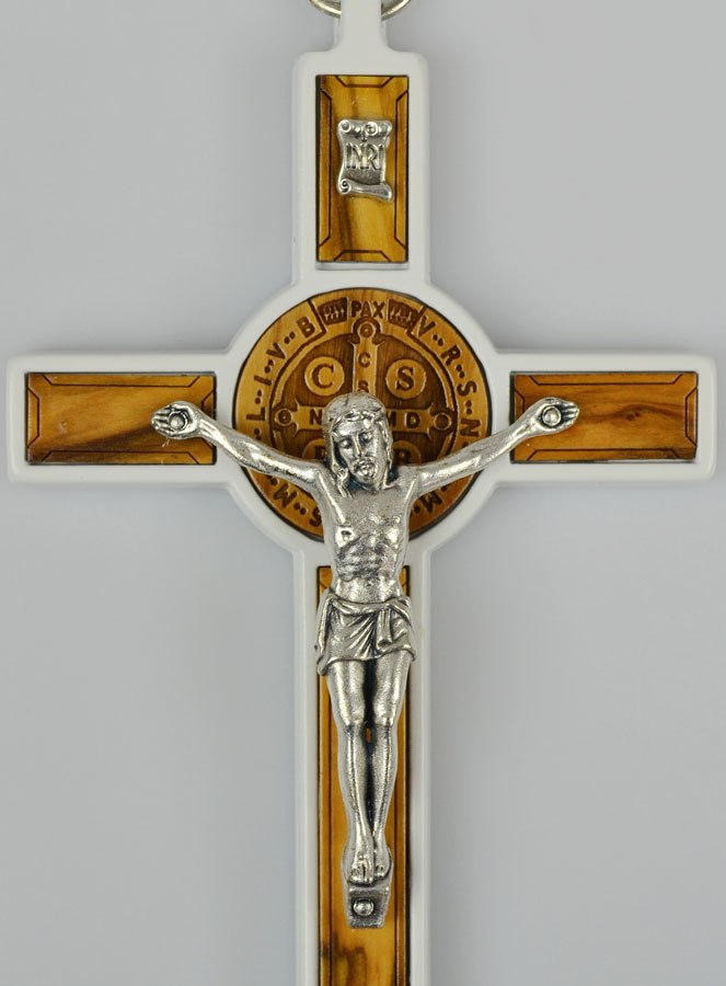 Croix de Saint Benoît en Bois - Blanche - 13cm (pic 3)