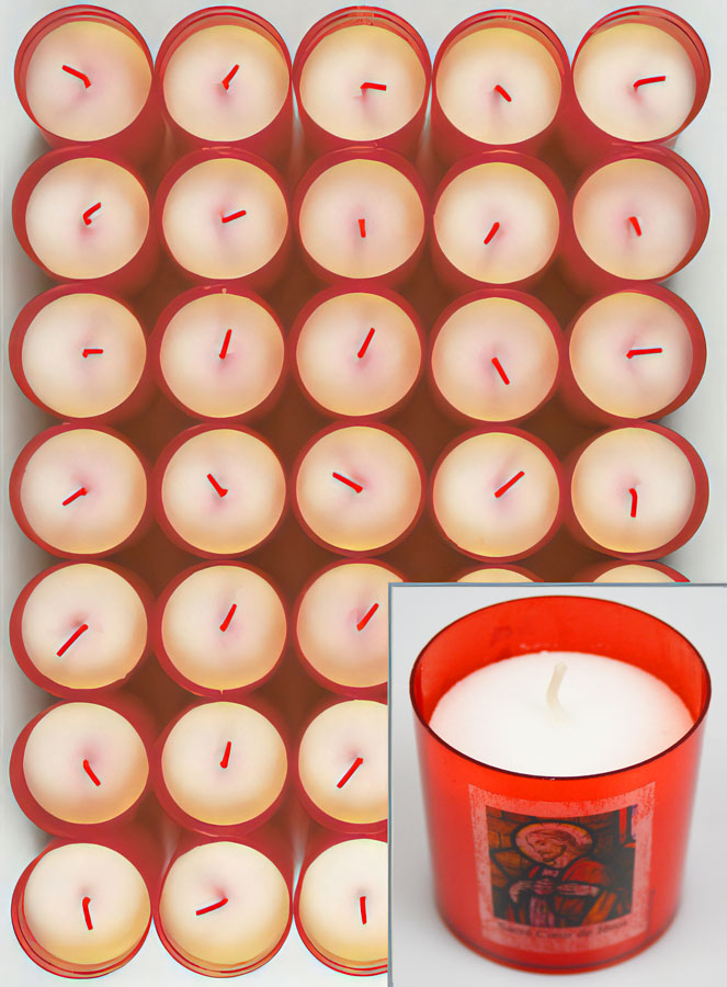 24 Bougies Veilleuses Sacré Coeur de Jésus - Rouge (pic 2)