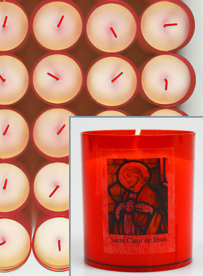 24 Bougies Veilleuses Sacré Coeur de Jésus - Rouge (pic 3)