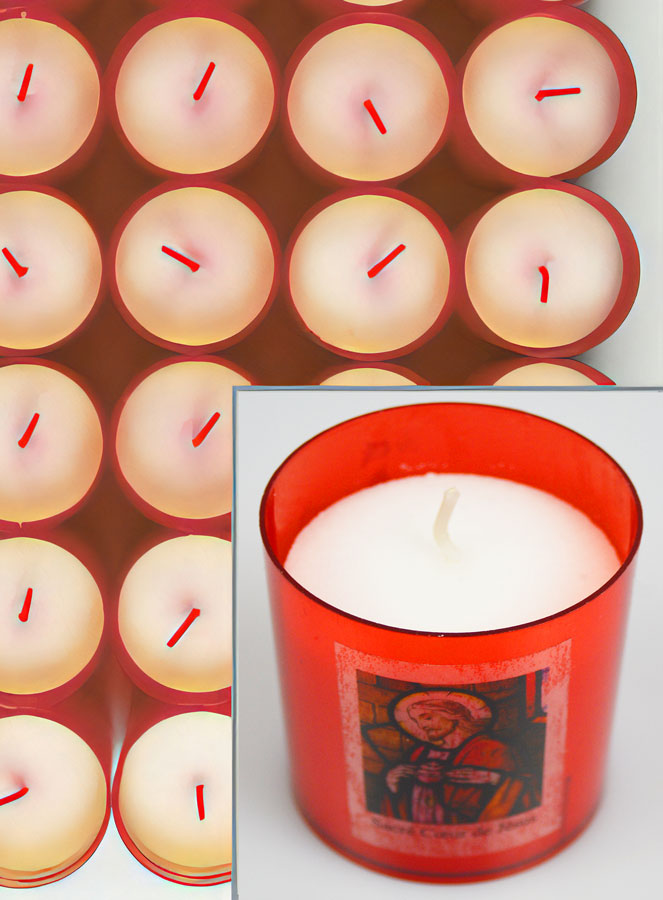 24 Bougies Veilleuses Sacré Coeur de Jésus - Rouge (pic 4)