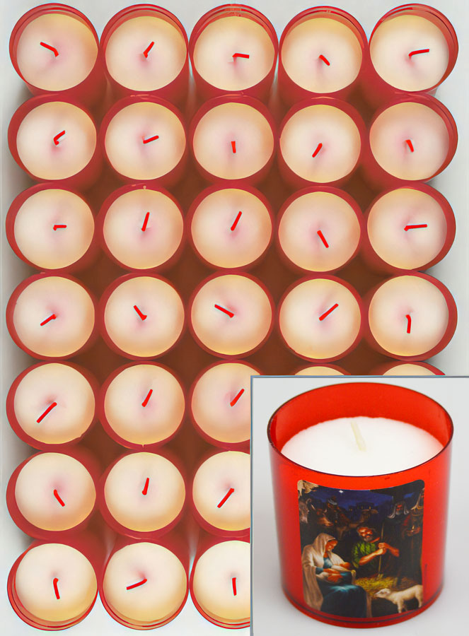 48 Bougies Veilleuses de Noël Rouge - La Nativité du Christ (pic 2)