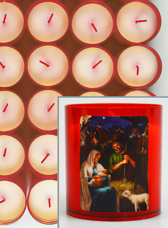 48 Bougies Veilleuses de Noël Rouge - La Nativité du Christ (pic 3)