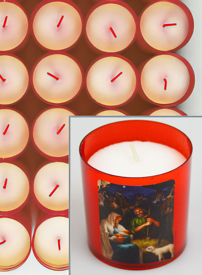 48 Bougies Veilleuses de Noël Rouge - La Nativité du Christ (pic 4)