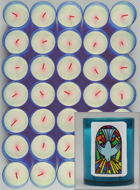 48 Bougies Veilleuses Saint Esprit de Paix - Bleue (pic 1)