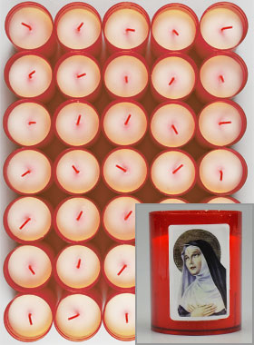 48 Bougies Veilleuses Sainte Rita - Rouge (pic 1)