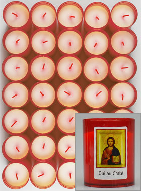 48 Bougies Veilleuses d'église Christ Pantocrator - Rouge (pic 1)
