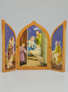 Icône Triptyque La Nativité de Jésus à la Crèche - 23 cm (pic 1)