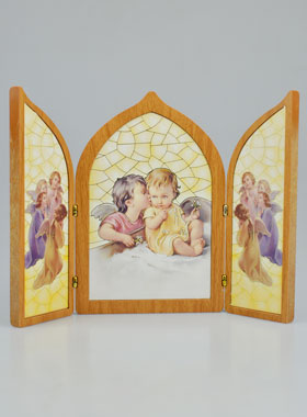 Icône Triptyque Bisous de notre Ange-Gardien - 23 cm (pic 1)