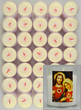 24 Bougies Veilleuses Coeurs Unis de Jésus & Marie (pic 1)