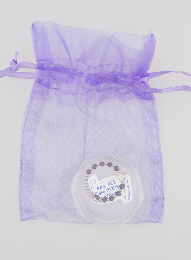 Bague Croix & Cristal Violet - Argent Massif - Taille Ajustable (pic 4)