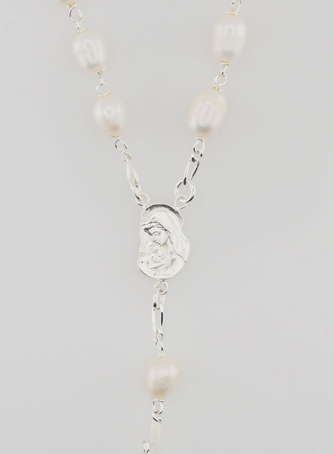 Chapelet en Argent 925/1000 & Nacre - Grains Brillant 7mm (pic 4)