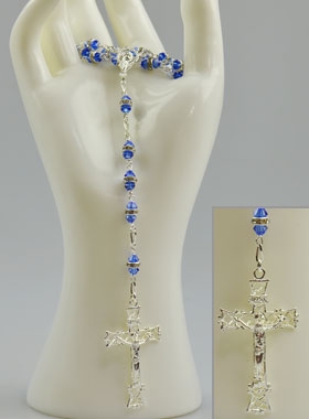 Chapelet en Argent & Cristal Saphir Serti (pic 1)