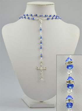 Chapelet en Cristal Saphir Serti & Argent Massif (pic 1)