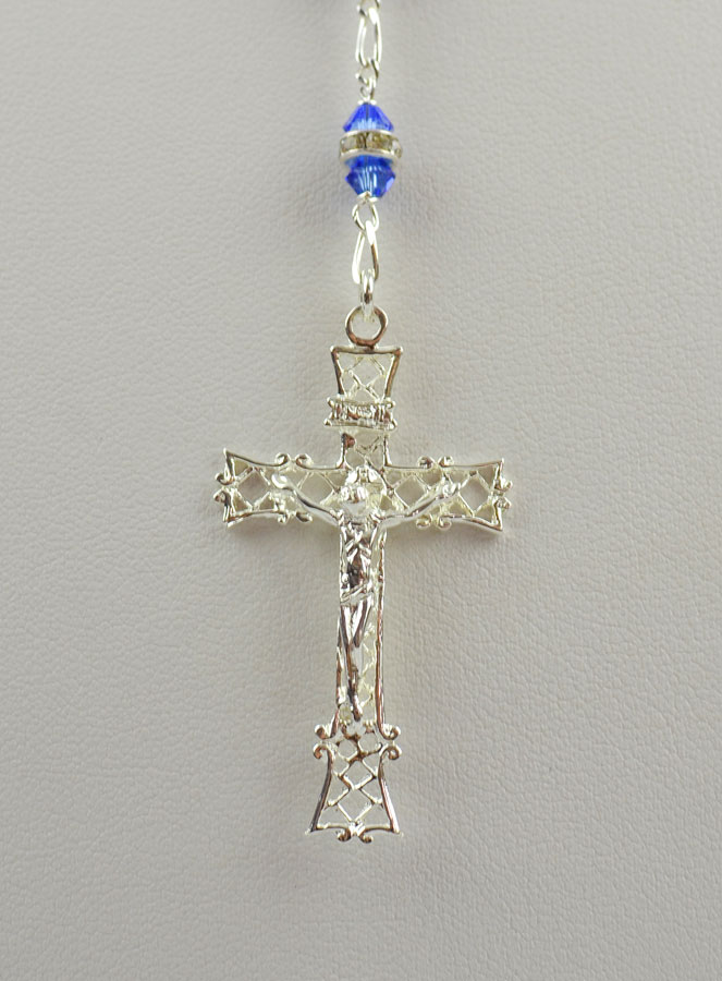 Chapelet en Cristal Saphir Serti & Argent Massif (pic 4)