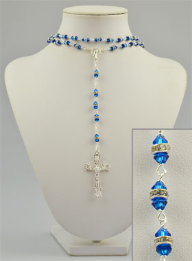 Chapelet en Cristal Saphir Bleu & Argent (pic 1)