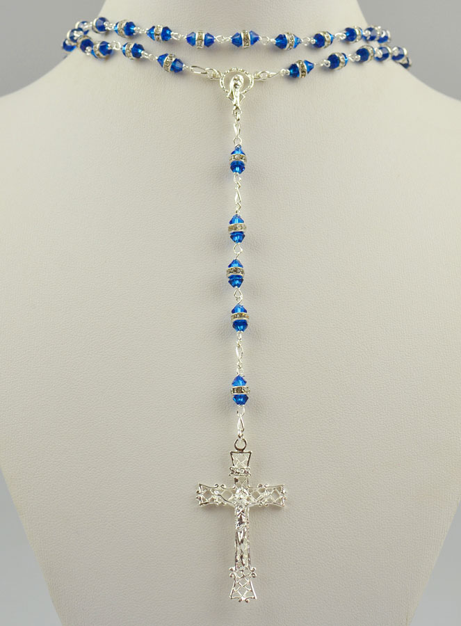 Chapelet en Cristal Saphir Bleu & Argent (pic 2)