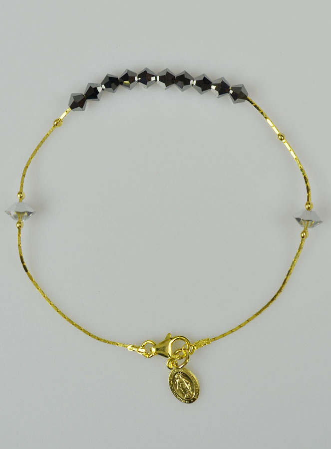 Bracelet Dizainier en Cristal Noir & Or (pic 2)