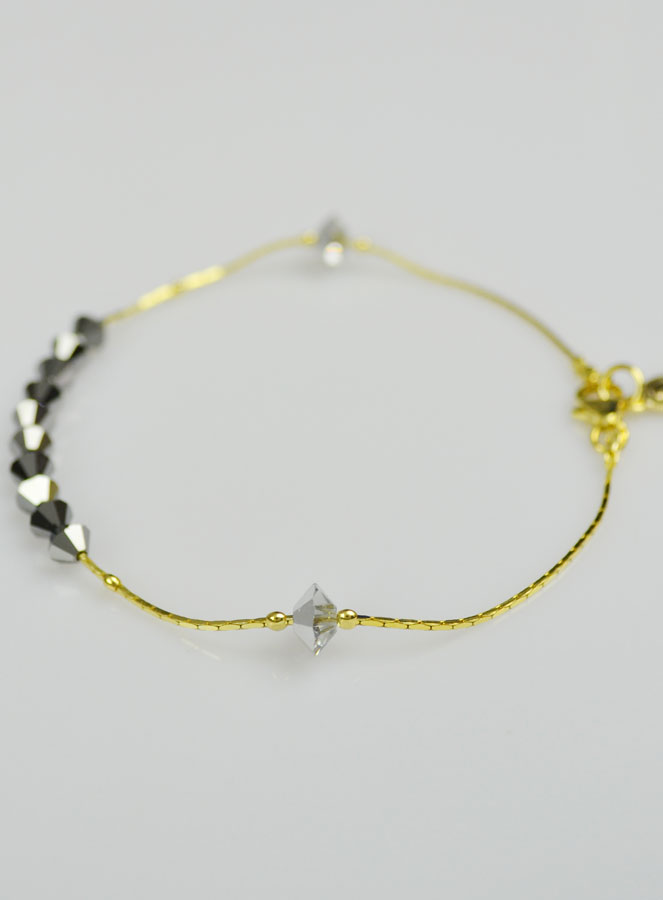 Bracelet Dizainier en Cristal Noir & Or (pic 3)