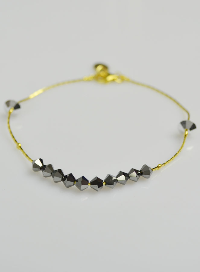 Bracelet Dizainier en Cristal Noir & Or (pic 4)