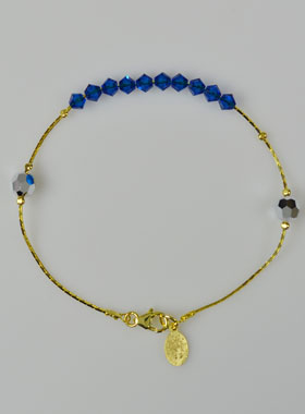 Bracelet Dizainier en Cristal Bleu & Or (pic 1)