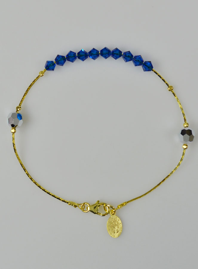 Bracelet Dizainier en Cristal Bleu & Or (pic 2)