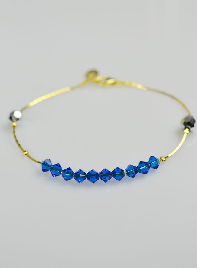 Bracelet Dizainier en Cristal Bleu & Or (pic 4)