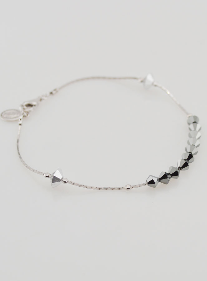 Bracelet Dizainier en Cristal Noir & Argent (pic 4)