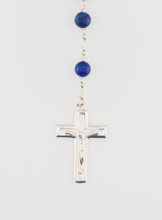 Chapelet en Pierre Lapis Lazuli & Argent Massif 925/1000 (pic 3)