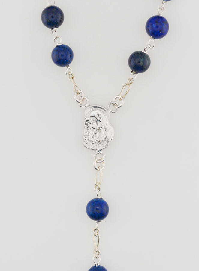 Chapelet en Pierre Lapis Lazuli & Argent Massif 925/1000 (pic 4)