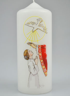 Bougie Cierge de Confirmation Imposition des Mains - Fille Brune (pic 1)