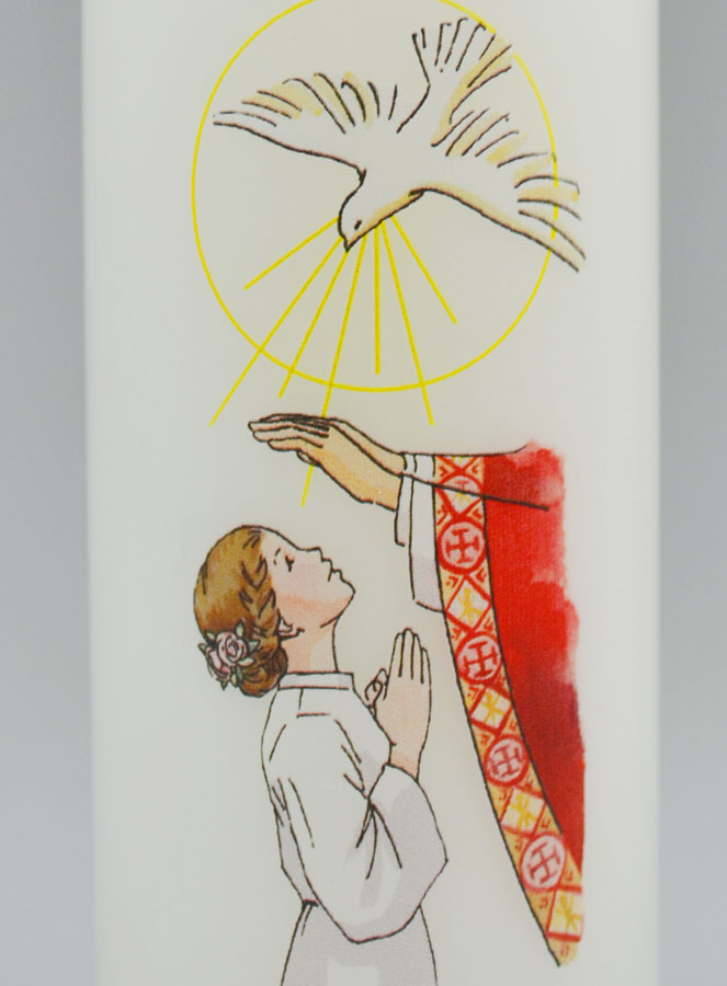 Bougie Cierge de Confirmation Imposition des Mains - Fille Brune (pic 3)